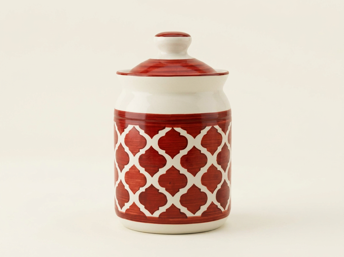 Color Jar - Red Moroccan ceramic jar - NA Ceramic Jars wholesale